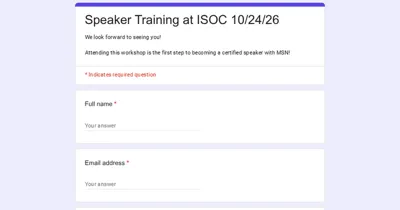 Speaker Training at ISOC 10/24/26