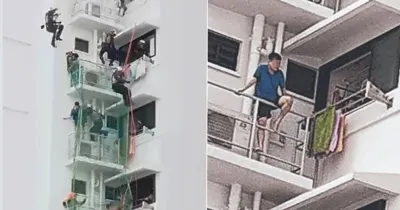 SCDF rescues man, 42, from 8th floor of Bukit Panjang block air-con ledge