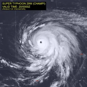 Super Typhoon Champi moves north; conflicting path forecasts from South Korea, US, and Japan